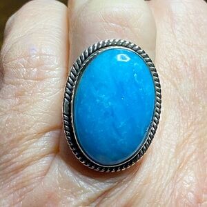 SOLD! Blue Apatite Oval Gemstone set in 925 Sterling Silver Ring (Size 8)